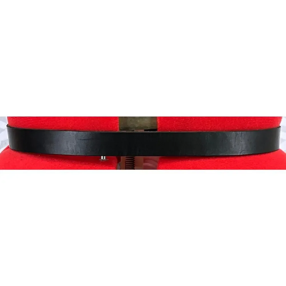 Vintage 90s Black Leather Brass Round Buckle Belt Women 31.5”-35.5”